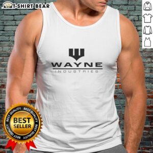 Alt Text: Original Batman Wayne Industries logo tank top featuring iconic design on a stylish black background.