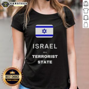 Hot Israel is a Terrorist State flag ladies tee showcasing a bold design for activists and supporters of peace.