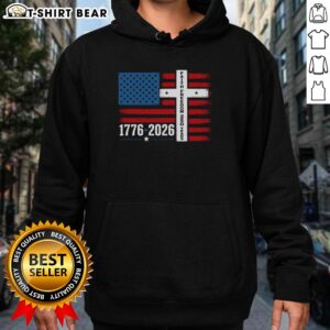 Awesome Faith Freedom hoodie featuring USA American flag and cross design, celebrating 250 years from 1776 to 2026.