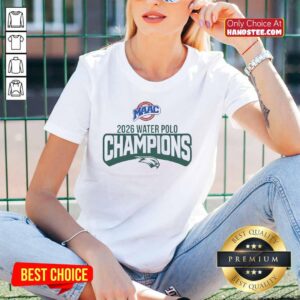 Alt Text: Premium Wagner Seahawks MAAC Water Polo Champions 2026 logo on a stylish ladies tee shirt design.
