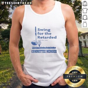Vintage tank top from June 6th, 1982, featuring 'Hot Swing for the Retarded Committee Member' graphic design.