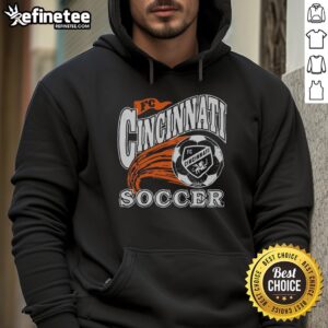 Alt Text: Retro heritage hoodie featuring FC Cincinnati logo, perfect for fans showcasing team spirit and style.