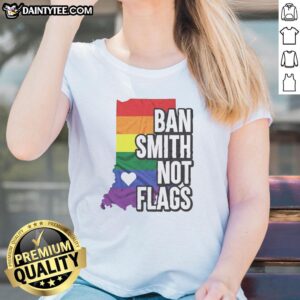 Original Ban Smith Not Flags Pride Rainbow Ladies Tee showcasing vibrant rainbow colors for LGBTQ+ pride celebrations.
