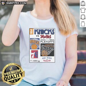 NY Knicks Playoffs 26 Round 2 Match-Up Ladies Tee featuring vibrant team colors and stylish design for fans.