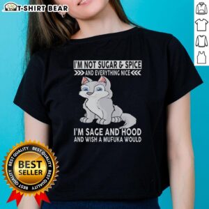 Top Wolf 'I'm Not Sugar And Spice' Ladies Tee featuring bold design, perfect for confident women embracing their style.