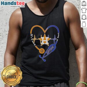 Alt Text: Awesome Houston Astros stethoscope heartbeat tank top design, perfect for baseball fans and health enthusiasts.