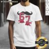 Top 6-7 8-Bit Baseball Celebration T-Shirt featuring retro gaming graphics and vibrant colors, perfect for baseball fans.