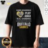 Top Buffalo Sabres T-Shirt: 'Some Grandmas Play Bingo, Real Grandmas Watch Buffalo Sabres' design on a blue shirt.