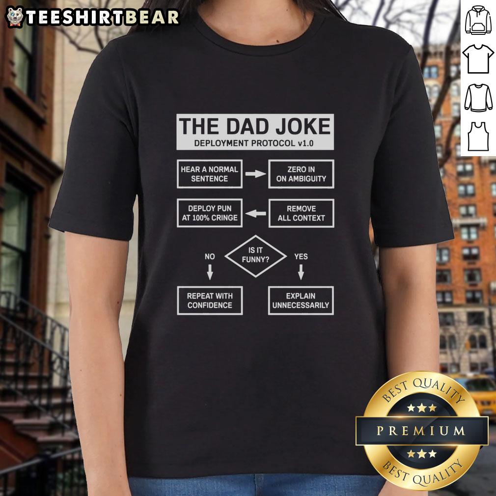 top-dad-jokes-deployment-protocol-ladies-tee Top Dad Jokes Deployment Protocol Ladies Tee featuring a humorous design perfect for Father's Day gifts and casual wear.