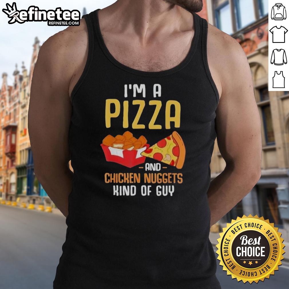 top-fast-food-pizza-lover-foodie-men-funny-chicken-nuggets-tank-top Funny tank top for pizza lovers featuring chicken nuggets design, perfect for foodies and casual wear.