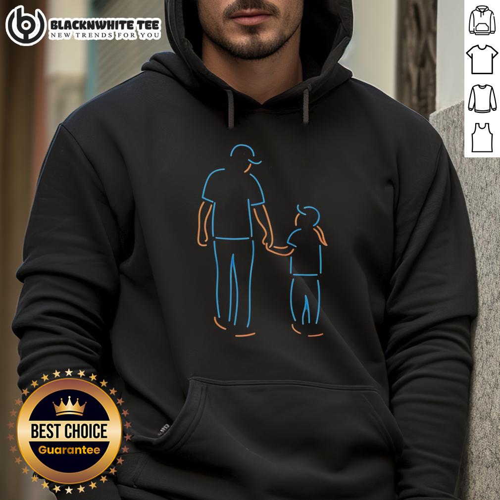 Top Father And Daughter Walking Neon Style Hoodie Father and daughter walking in matching neon style hoodies, showcasing trendy family fashion and bonding moments.