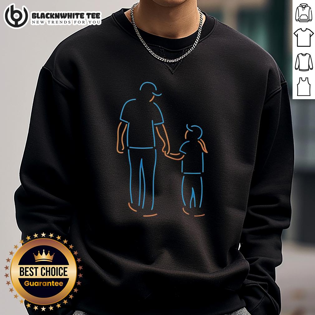 Top Father And Daughter Walking Neon Style Sweatshirt Father and daughter walking in matching neon style sweatshirts, showcasing a fun and stylish bonding moment.