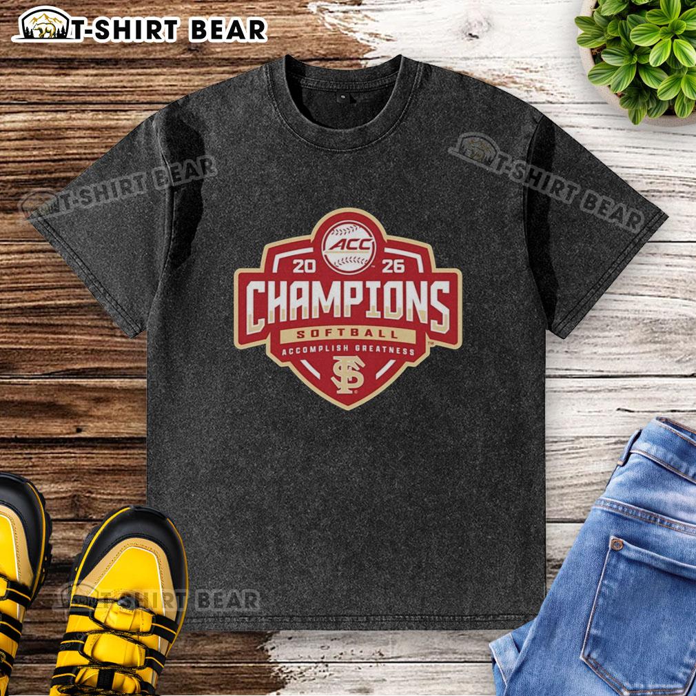 Top Florida State Seminoles Acc Softball Tournament Champions 2026 Washed T-Shirt Florida State Seminoles ACC Softball Tournament Champions 2026 washed t-shirt featuring team logo and vibrant colors.