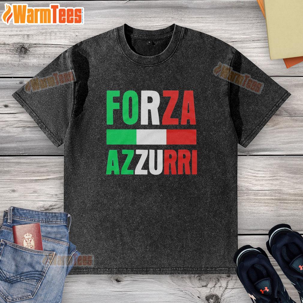 top-forza-azzurri-soccer-italy-flag-pattern-retro-washed-t-shirt Retro washed T-shirt featuring Italy flag pattern for Forza Azzurri soccer fans, perfect for game day style.