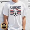 Alt Text: Hello Kitty hugging a soccer ball on a USWNT USA Soccer Team T-Shirt, perfect for fans and collectors.