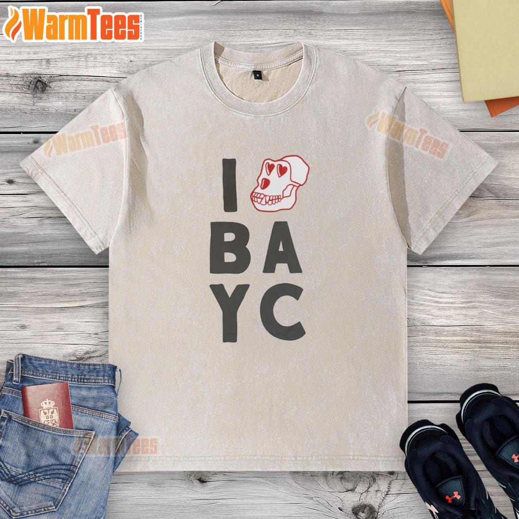 top-i-love-bayc-skull-washed-t-shirt Alt Text: Top I Love BAYC Skull Washed T-Shirt featuring a vibrant skull graphic on a stylish, vintage wash background.