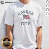 Top Kansas City USA Flag T-Shirt featuring a vibrant design of the American flag, perfect for patriotic fans and locals.