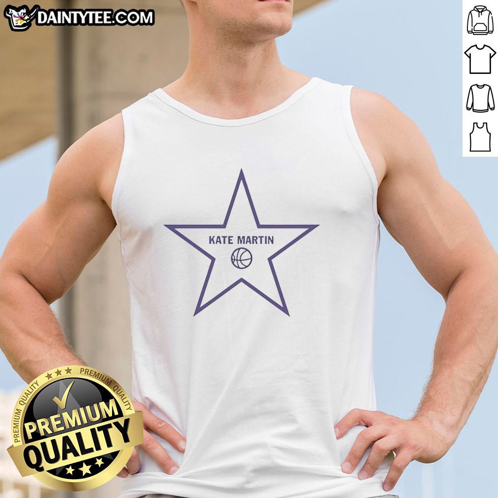 top-kate-martin-los-angeles-sparks-wnba-hollywood-sign-star-shape-tank-top Kate Martin wearing a star-shaped tank top in front of the Hollywood Sign, showcasing Los Angeles Sparks spirit.