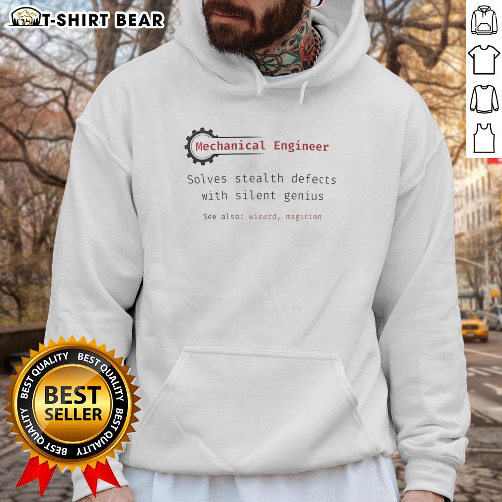 Top Mechanical Engineer Solves Stealth Defects With Silent Genius Hoodie Top mechanical engineer in a Silent Genius hoodie, solving stealth defects with innovative techniques and expertise.