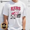 Alt Text: Top Mitchell & Ness cream Cincinnati Reds Step Back Up T-Shirt featuring vibrant team graphics and a classic fit.