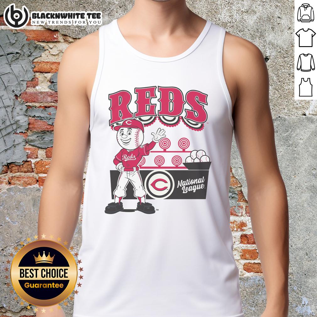 Top Mitchell & Ness Cream Cincinnati Reds Step Back Up Tank Top Alt Text: Top Mitchell & Ness Cream Cincinnati Reds Step Back Up Tank Top featuring vintage logo and stylish design.