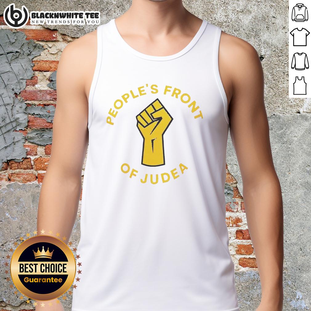 Top Peoples Front Of Judea Raised Fist Tank Top Alt Text: Top Peoples Front of Judea raised fist tank top design featuring bold graphics and vibrant colors.