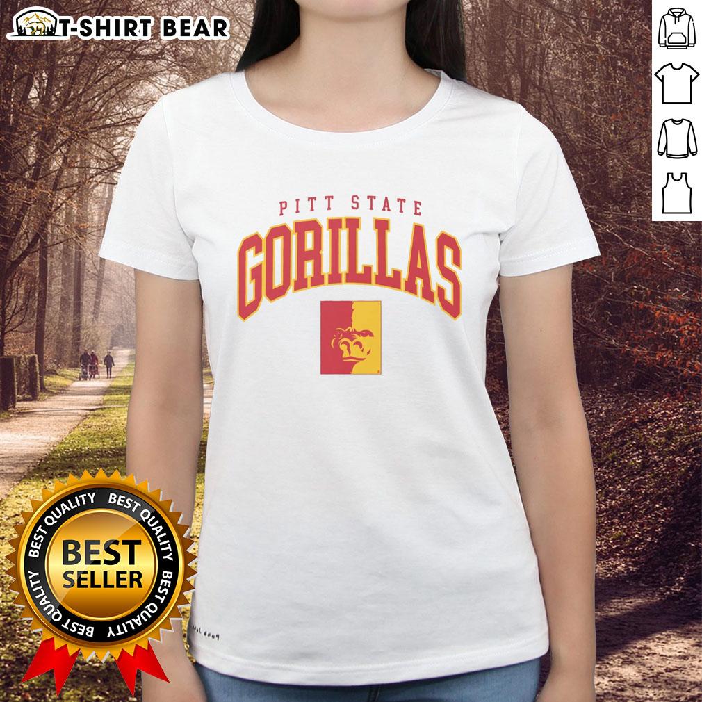 Top Pittsburg State Gorillas Classic Logo Ladies Tee Alt Text: Top Pittsburg State Gorillas classic logo on a stylish ladies tee, perfect for fans and casual wear.