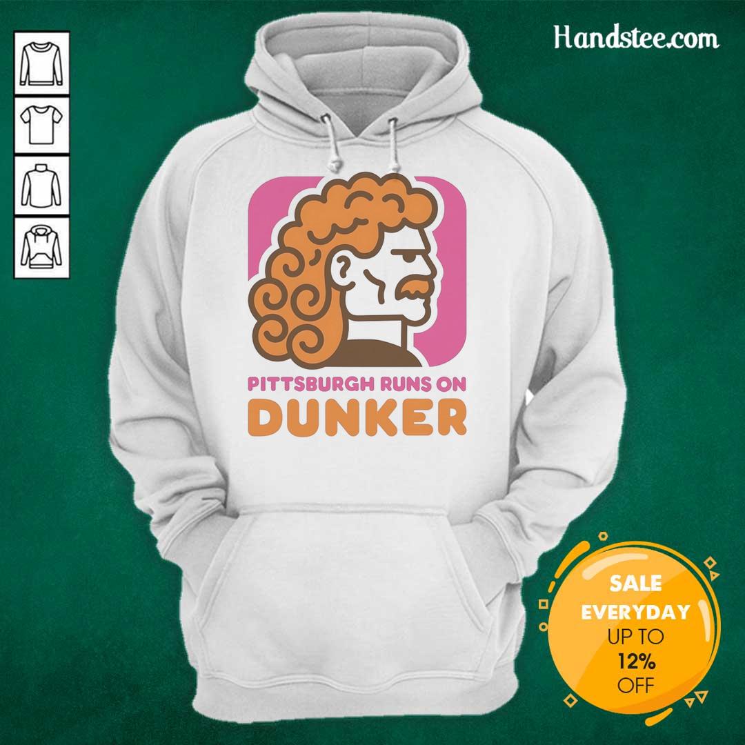 top-pittsburgh-runs-on-dunker-style-dunkin-donut-hoodie Stylish hoodie featuring a Dunkin Donuts design, perfect for Pittsburgh runs and coffee lovers. Top Pittsburgh Runs apparel.
