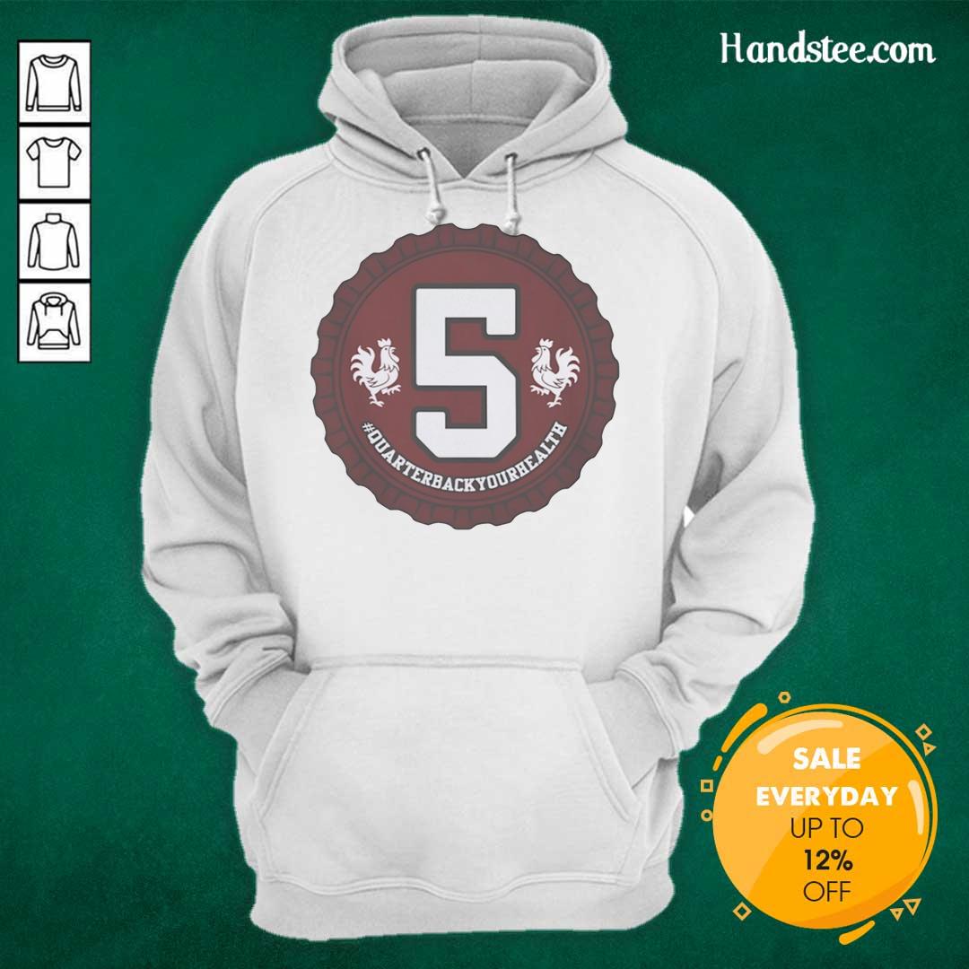 top-quarterback-your-health-5-logo-hoodie Alt Text: Stylish Top Quarterback Your Health 5 logo hoodie in navy, perfect for sports enthusiasts and casual wear.