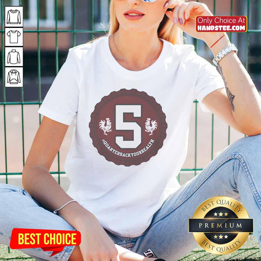 top-quarterback-your-health-5-logo-ladies-tee Top Quarterback Your Health 5 logo on a stylish ladies tee, perfect for fitness enthusiasts and sports lovers.