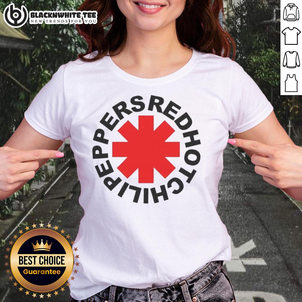 Top Red Hot Chili Peppers Logo Ladies Tee Alt Text: Top Red Hot Chili Peppers logo on a stylish ladies tee, perfect for fans of the iconic rock band.
