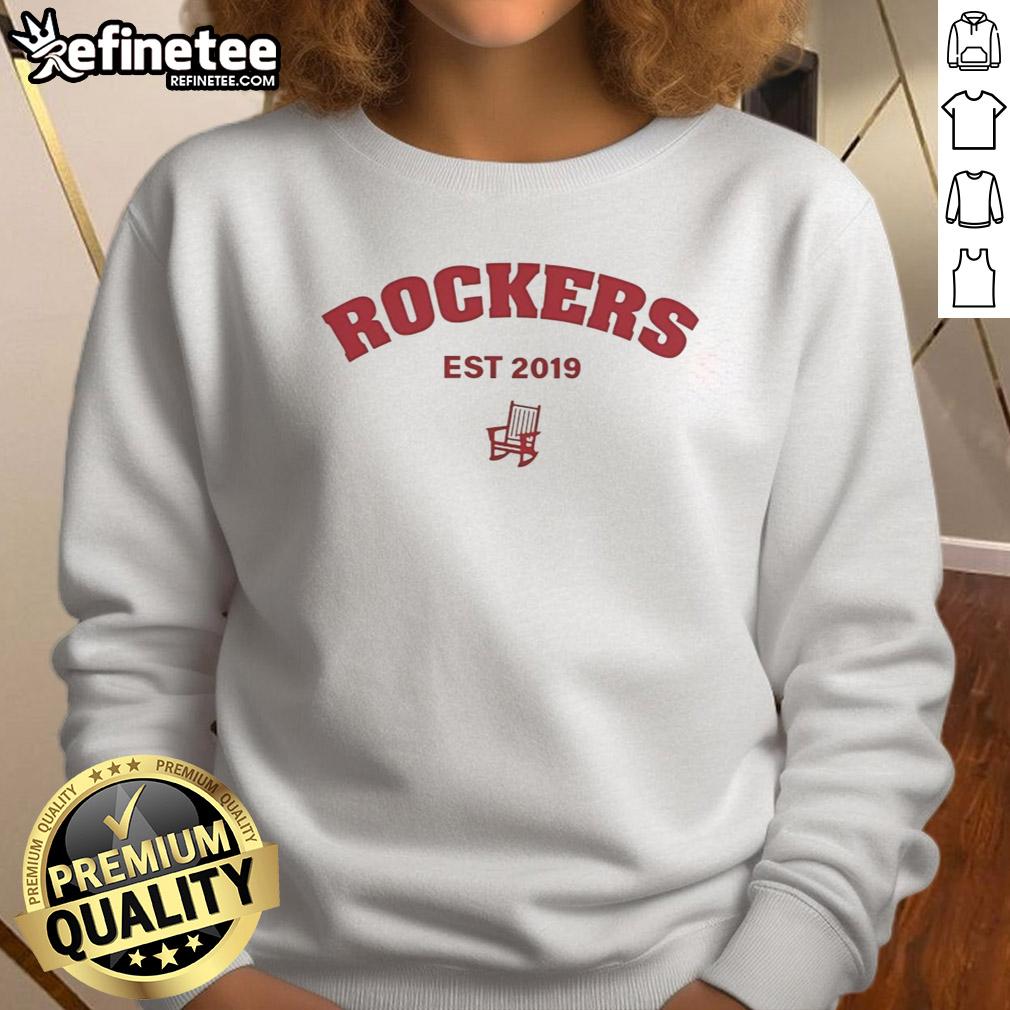 top-rockers-est-2019-high-point-rockers-and-long-island-ducks-sweatshirt Top Rockers Est 2019 sweatshirt featuring High Point Rockers and Long Island Ducks logos, perfect for baseball fans.