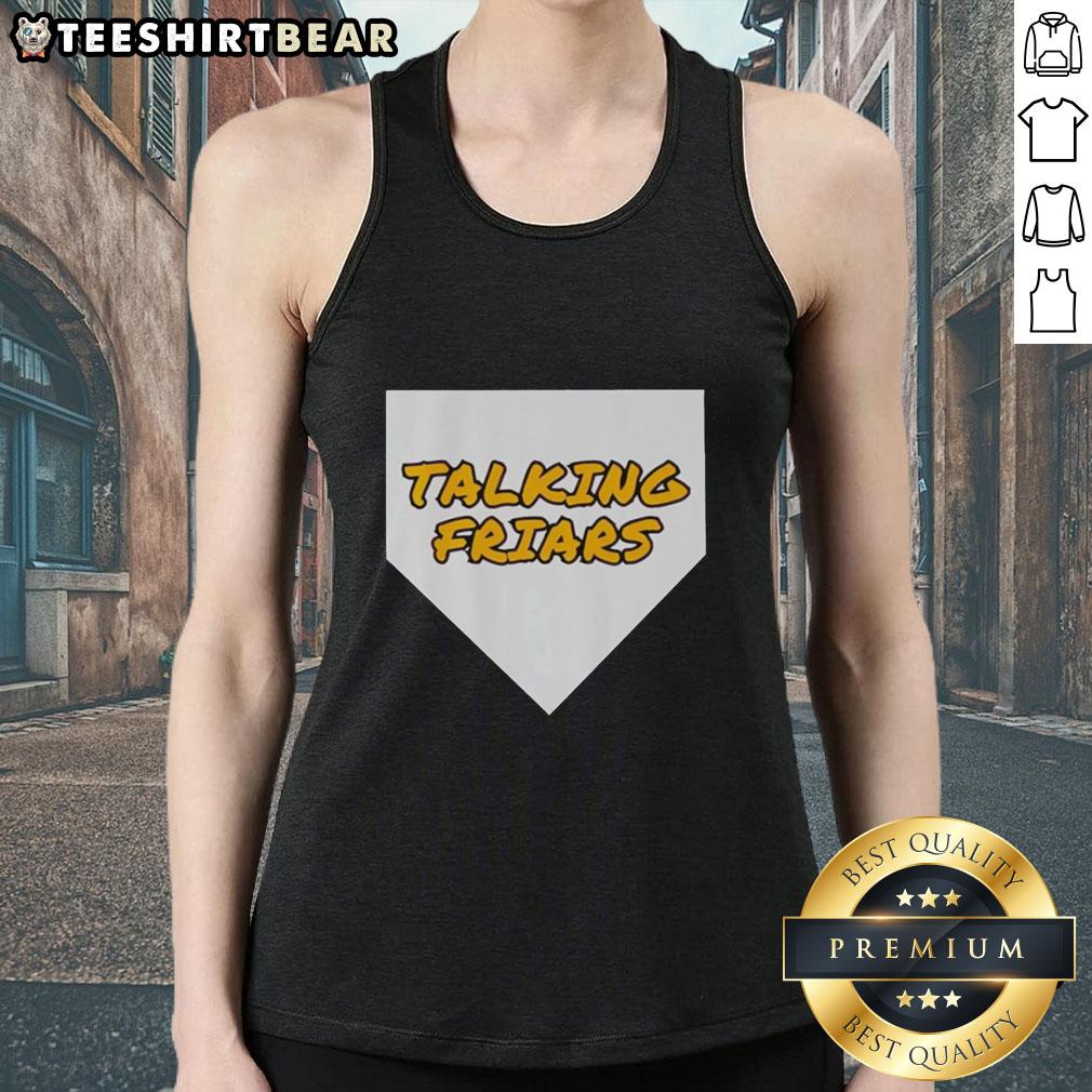 top-san-diego-padres-baseball-talking-friars-logo-tank-top Alt Text: Top San Diego Padres Baseball Talking Friars logo tank top in navy blue, perfect for Padres fans and summer wear.