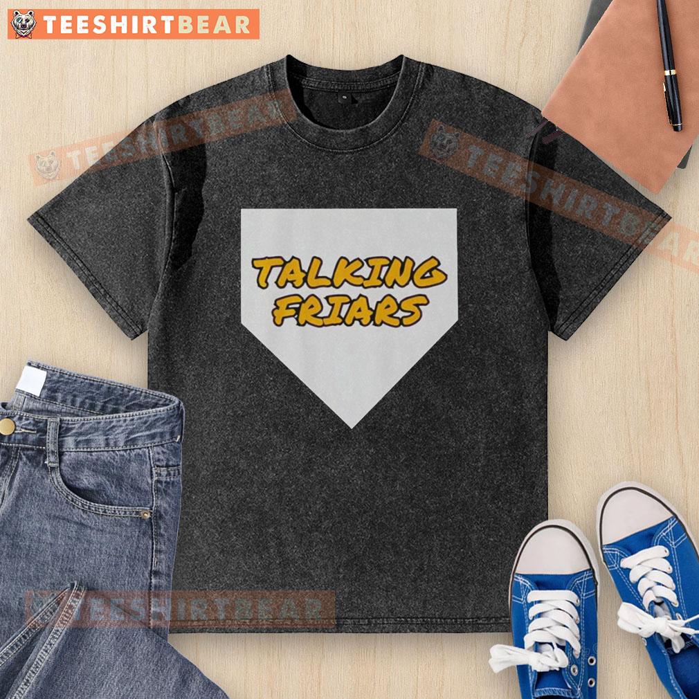 top-san-diego-padres-baseball-talking-friars-logo-washed-t-shirt Alt Text: Vintage washed t-shirt featuring the Talking Friars logo, perfect for San Diego Padres baseball fans.