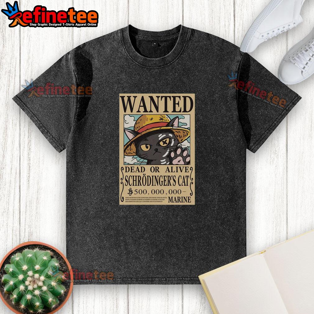 top-schrodinger-cat-pirate-washed-t-shirt Top Schrdinger Cat Pirate washed t-shirt featuring a playful cat in a pirate hat, perfect for quirky fashion lovers.