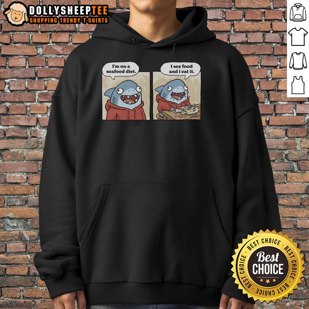 Top Shark Seafood Diet Funny Hoodie Funny hoodie featuring a shark graphic, perfect for seafood lovers and fans of the Top Shark Seafood Diet.