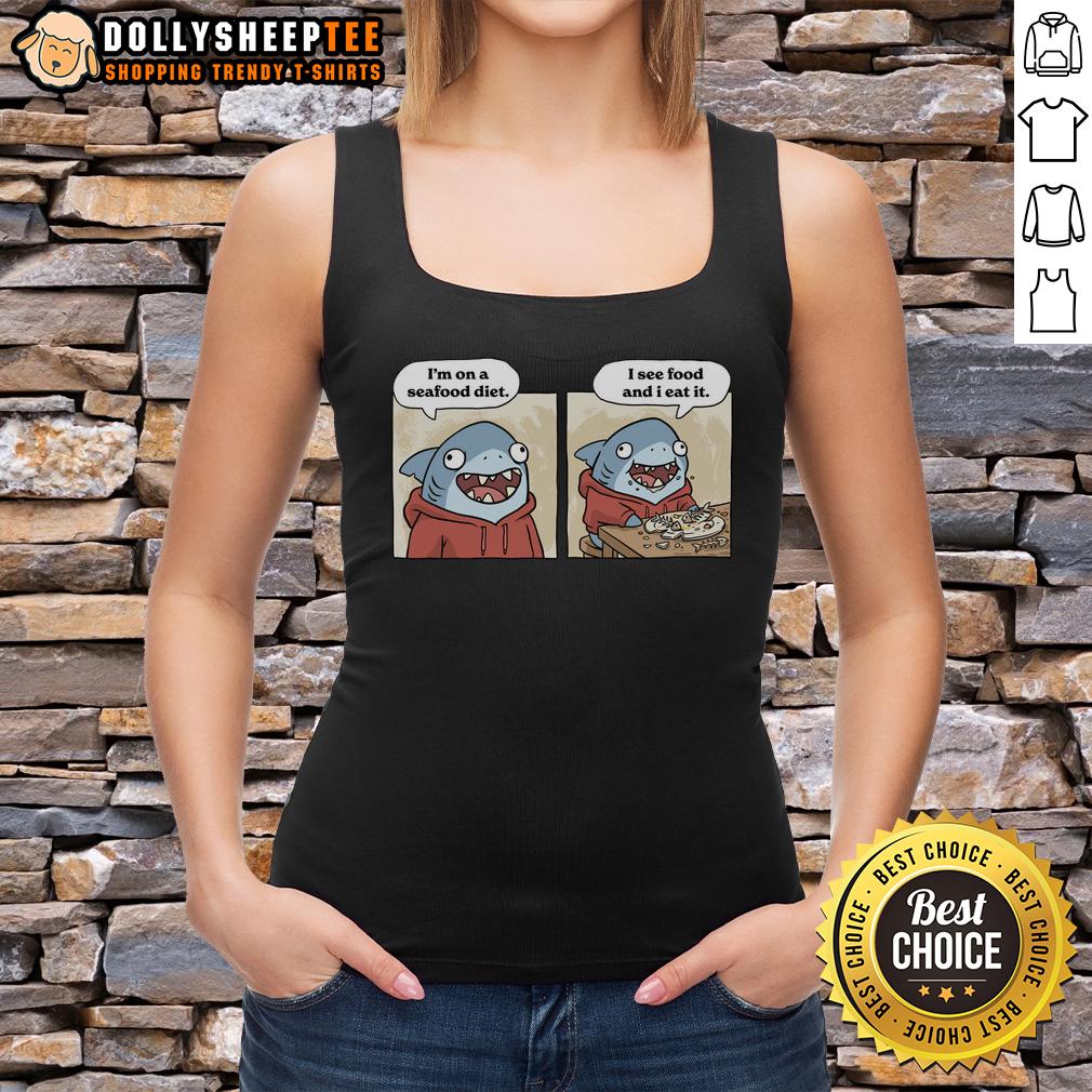 Top Shark Seafood Diet Funny Tank Top Funny tank top featuring a shark and seafood theme, perfect for seafood lovers and fans of the Top Shark Seafood Diet.