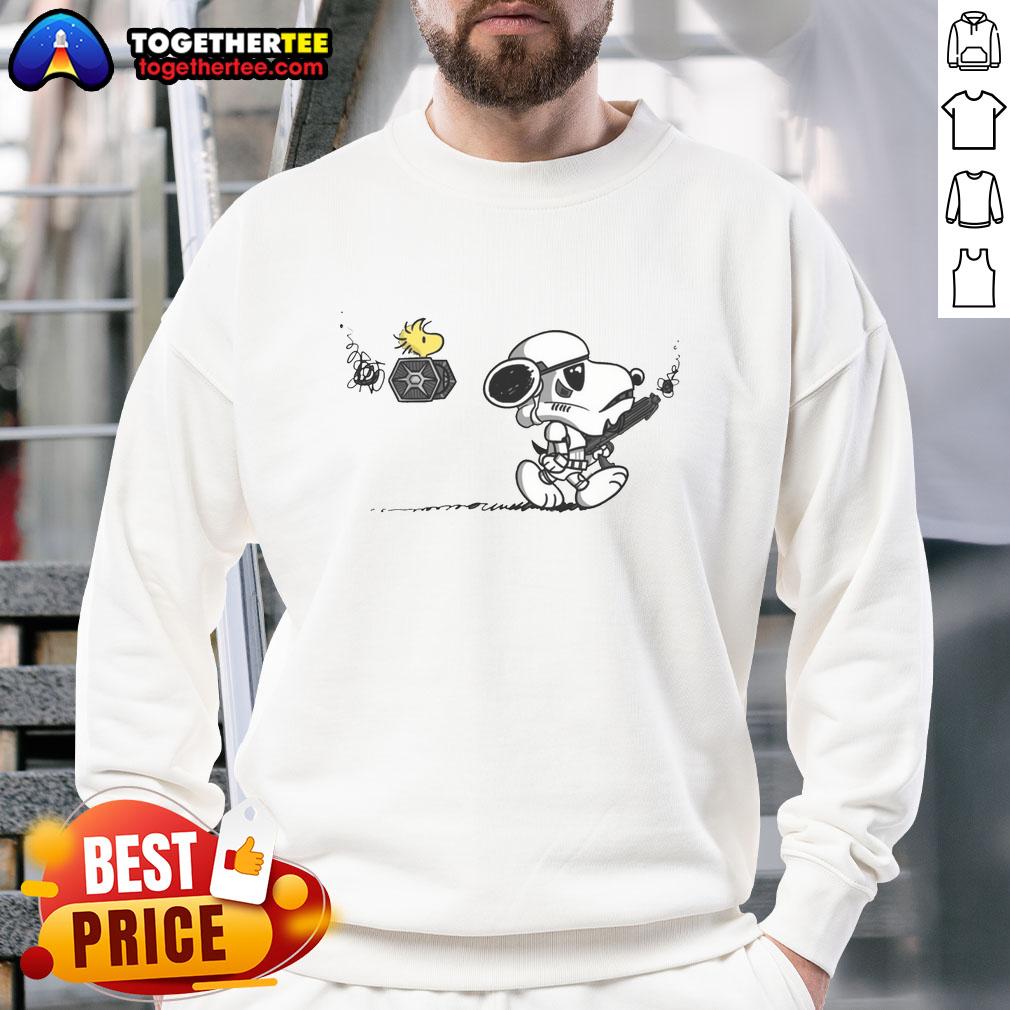 Top Snooptrooper Snoopy And Woodstock X Stormtrooper Star Wars Sweatshirt Top Snooptrooper sweatshirt featuring Snoopy and Woodstock as Stormtroopers from Star Wars, perfect for fans and cozy wear.