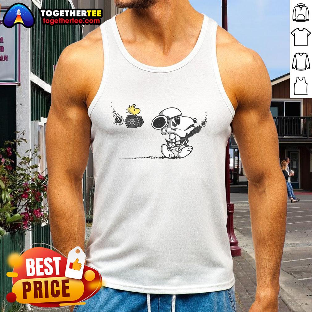 Top Snooptrooper Snoopy And Woodstock X Stormtrooper Star Wars Tank Top Top Snooptrooper Snoopy and Woodstock X Stormtrooper Star Wars tank top featuring a playful design for fans.