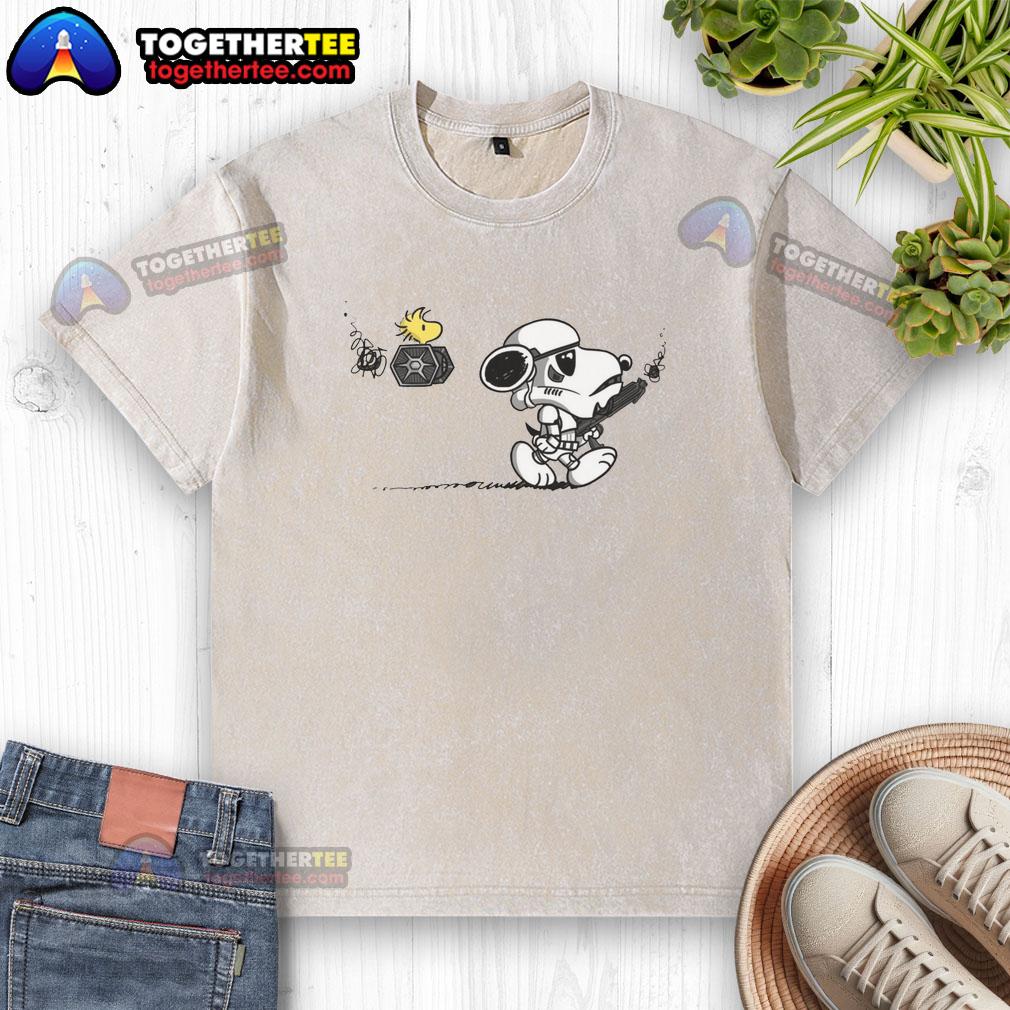 Top Snooptrooper Snoopy And Woodstock X Stormtrooper Star Wars Washed T Shirt Top Snooptrooper Snoopy and Woodstock X Stormtrooper Star Wars washed t-shirt featuring a playful design.
