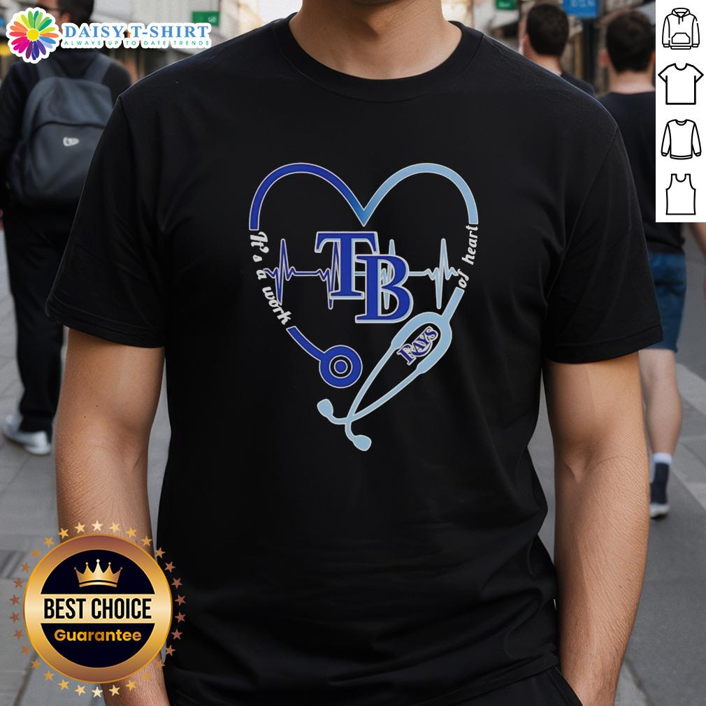 Top Tampa Bay Rays Stethoscope Heartbeat It'S A Work Of Heart T Shirt Alt Text: Top Tampa Bay Rays Stethoscope Heartbeat T-Shirt - Its A Work Of Heart design for baseball and medical fans.