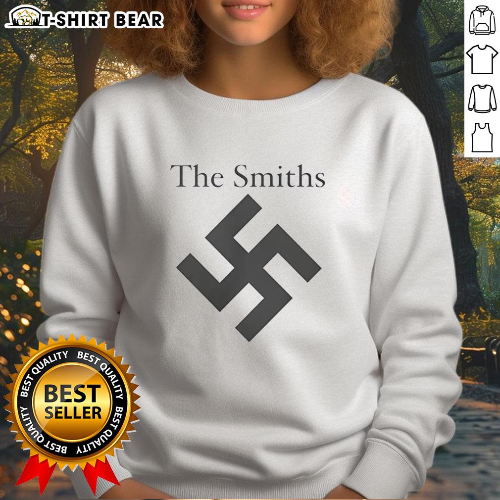 Top The Smiths Swastika Logo Sweatshirt Alt Text: Top The Smiths Swastika Logo Sweatshirt featuring iconic band logo in bold design on a stylish sweatshirt.