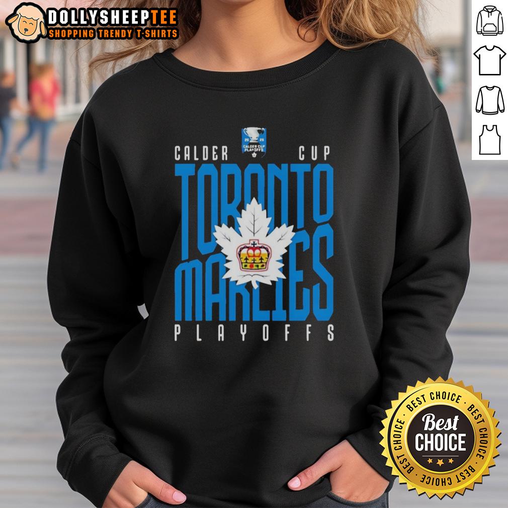 Top Toronto Marlies Calder Cup Playoffs American Hockey League Sweatshirt Top Toronto Marlies Calder Cup Playoffs sweatshirt featuring team logo, perfect for AHL fans and supporters.