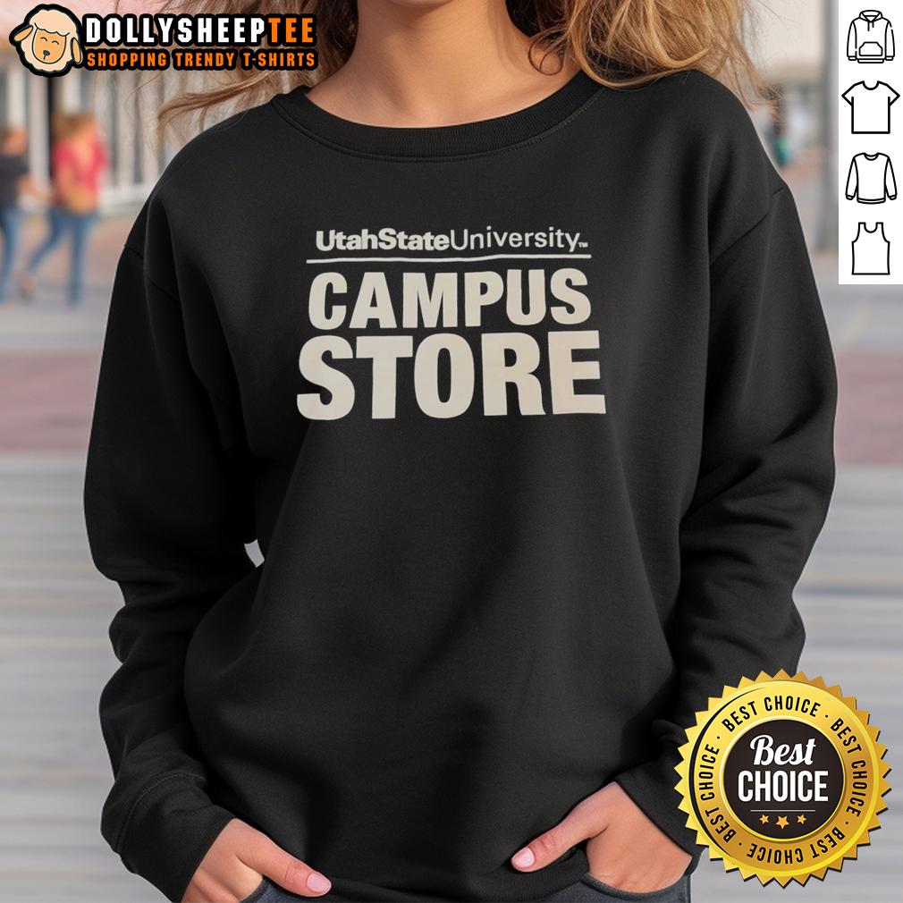 Top Utah State University Campus Store College Text Sweatshirt Top Utah State University Campus Store college text sweatshirt in navy blue, perfect for students and alumni.