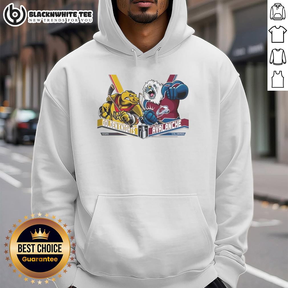 Top Vegas Golden Knights Vs Colorado Avalanche Western Conference Finals 2026 Hockey Mascot Hoodie Alt Text: 2026 Western Conference Finals hoodie featuring Vegas Golden Knights vs Colorado Avalanche mascot design.