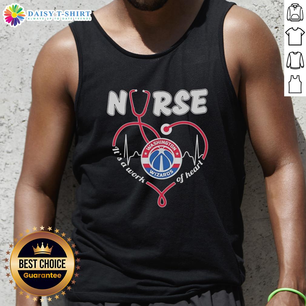 Top Washington Wizards Nurse It's A Work Of Heart Stethoscope Shaped Heart Tank Top Stylish tank top featuring a stethoscope-shaped heart design, perfect for Washington Wizards fans and healthcare workers.