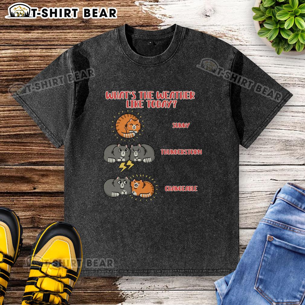 Top What'S The Weather Like Today Meoweather Washed T Shirt Top 'What's The Weather Like Today' Meoweather washed t-shirt featuring a playful cat graphic in a trendy design.