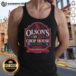 Alt Text: Official Matt Olson's Chop House tank top featuring a stylish design perfect for fans and summer wear.