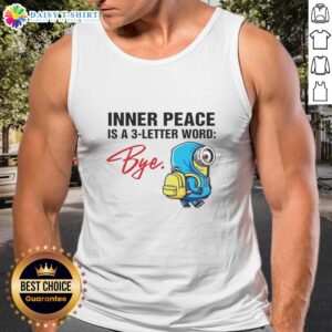 Alt Text: Original Minion inner peace is a 3 letter word tank top featuring a playful graphic design and vibrant colors.