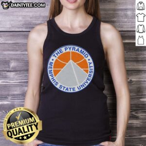 Alt Text: Premium Memphis State University basketball logo tank top featuring a pyramid design, perfect for fans and athletes.